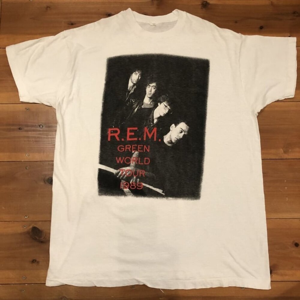 REM Green World Tour 1989 Rock Band Music Fan Concert Streetwear T-Shirt 159
